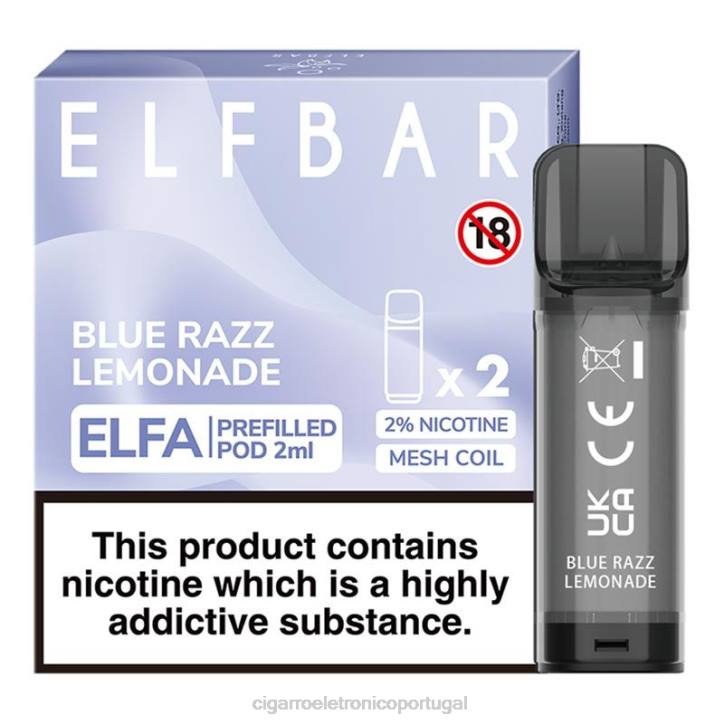 cigarro eletrônico RB64327 limonada razz azul ELFBAR Elfa vagem pré-cheia - 2ml - 20mg (2 embalagens)