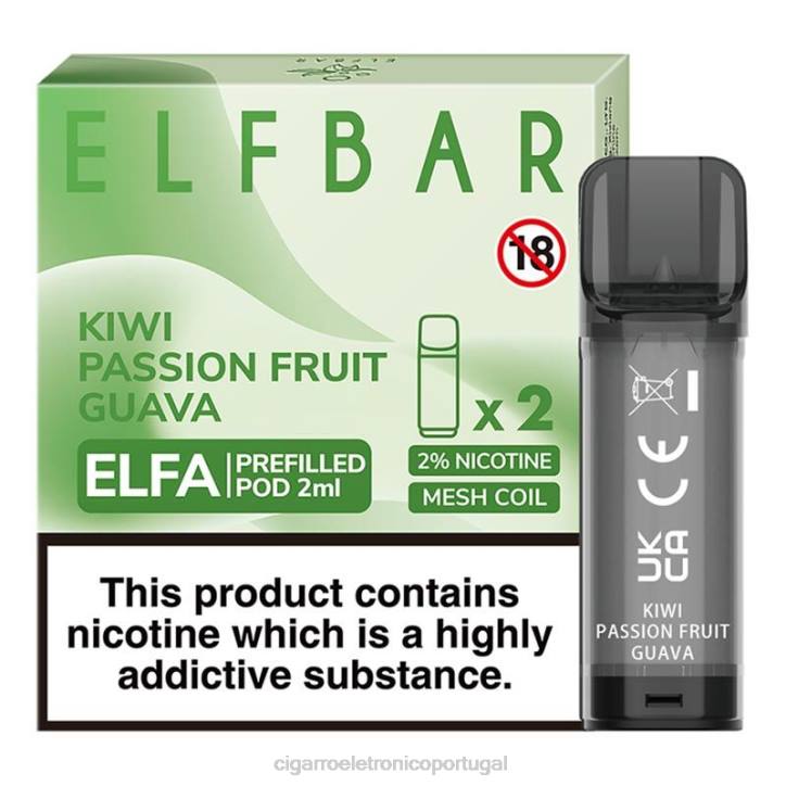 cigarro eletrónico comprar online RB64326 kiwi maracujá goiaba ELFBAR Elfa vagem pré-cheia - 2ml - 20mg (2 embalagens)