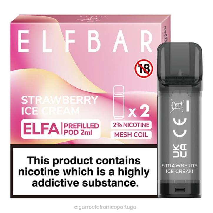 cigarro eletrónico portugal RB64324 sorvete de morango ELFBAR Elfa vagem pré-cheia - 2ml - 20mg (2 embalagens)
