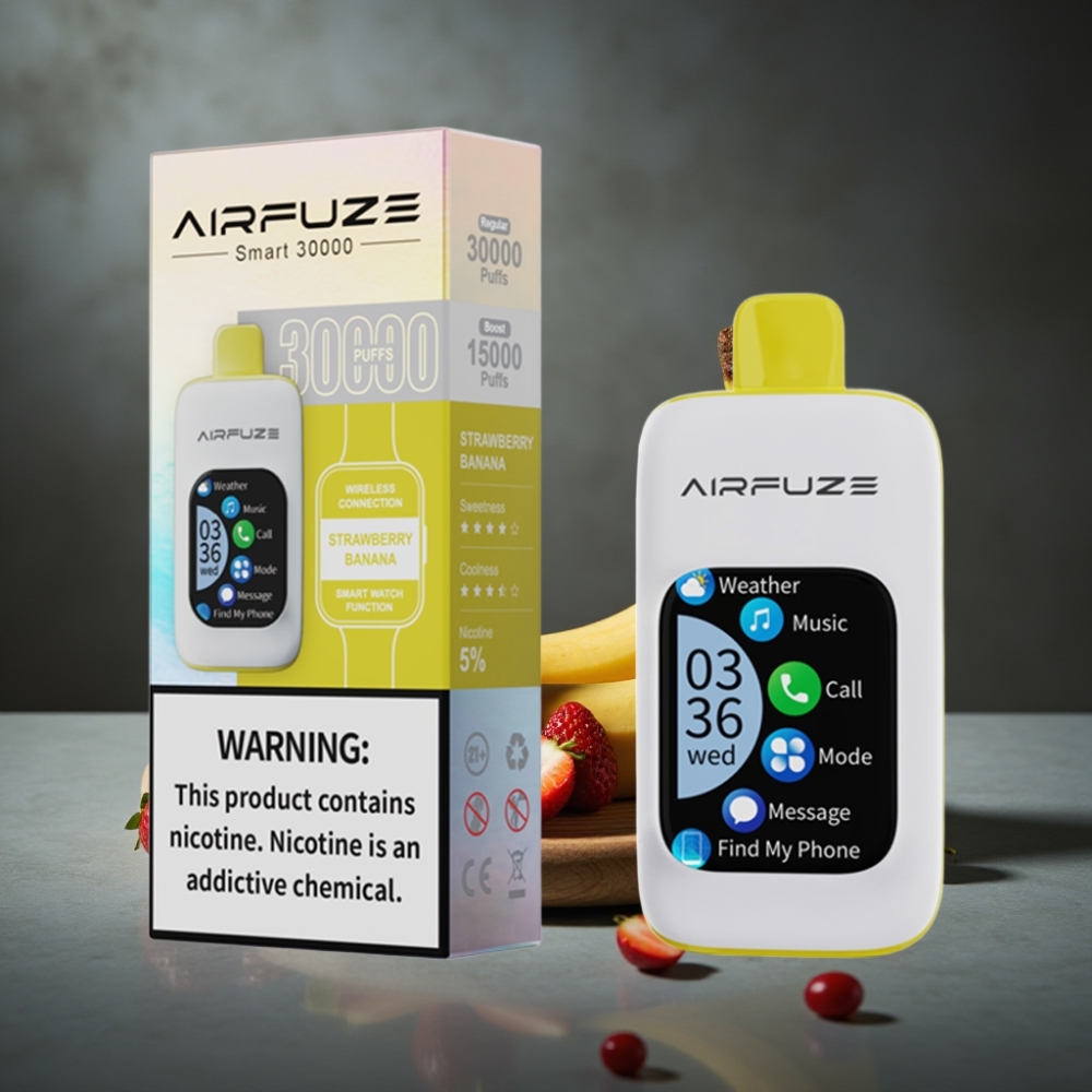 AirFuze Smart 30000 Puffs Disposable Pod 5% Morango Banana 900mAh Type-C 2.01\"TFT