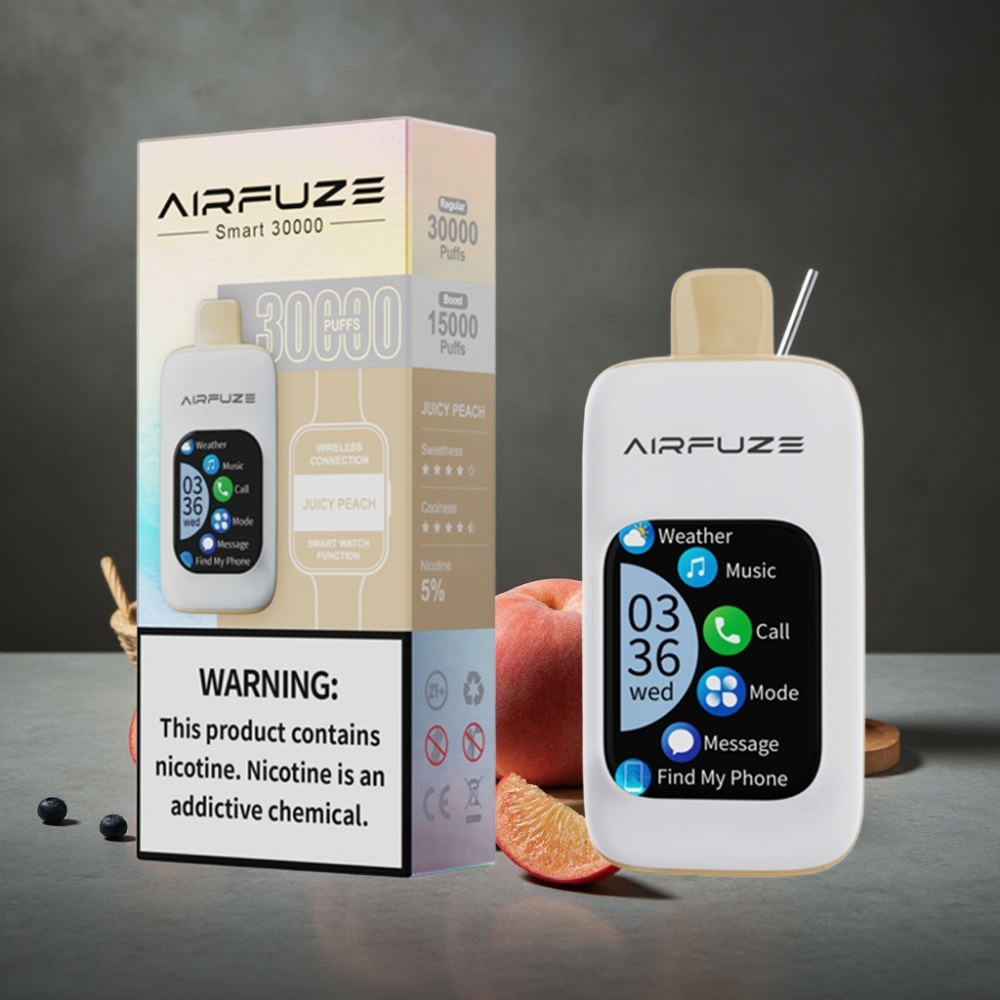 AirFuze Smart 30000 Puffs Disposable Pod Tela 2.01\" TFT Toque Sabor Pêssego Doce