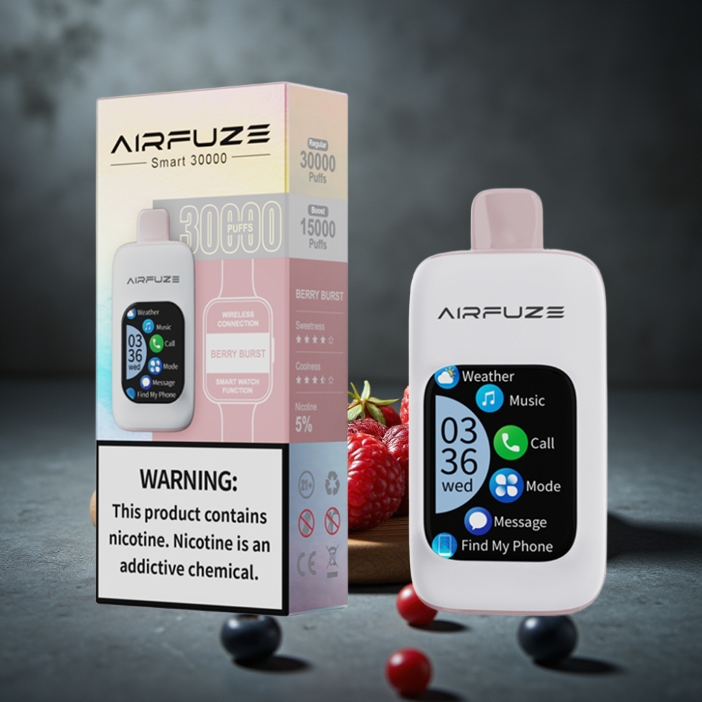 AirFuze Smart 30000 Puffs Disposable Pod com Tela TFT Toque 2.01\", 5% Nicotina, Sabor Berry Burst