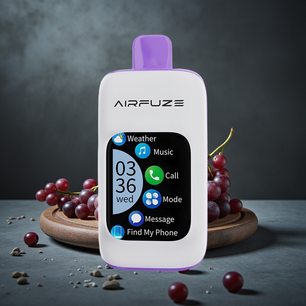 AirFuze Smart 30000 Puffs Disposable Pod com Tela Touch 2.01" e Sabor Uva Explosiva AirFuze Smart 30000 Puffs Disposable Pod com Tela Touch 2.01" e Sabor Uva Explosiva