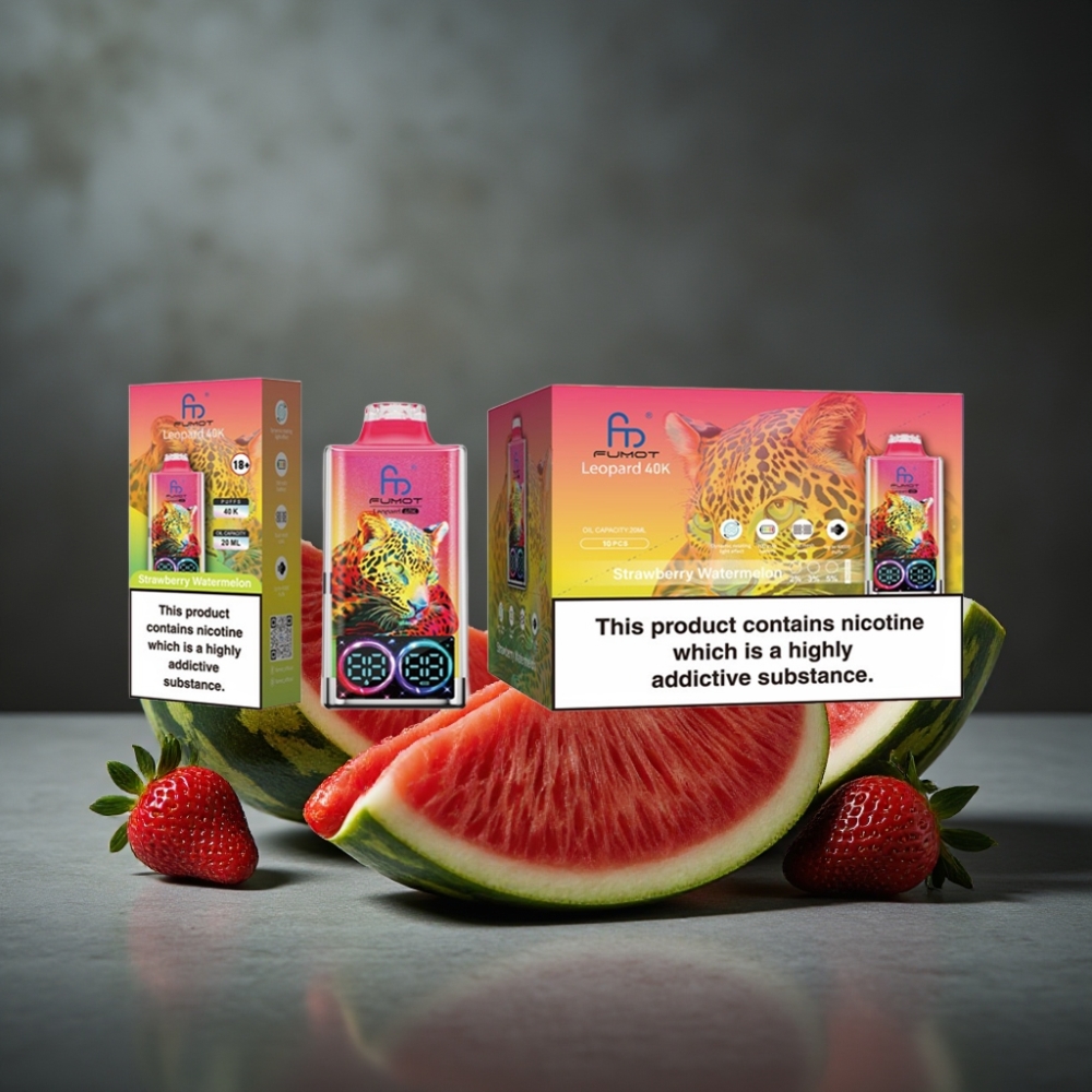 Fumot Leopard 40K Puffs 0%-5% Nicotine 700mAh Dual Mesh Morango Melancia Type-C