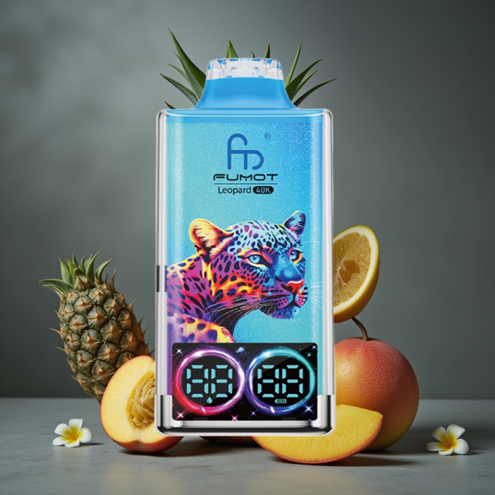 Fumot Leopard 40K Puffs 700mAh Dual Mesh Tipo-C Sabor Pêssego Manga Abacaxi Fumot Leopard 40K Puffs 700mAh Dual Mesh Tipo-C Sabor Pêssego Manga Abacaxi