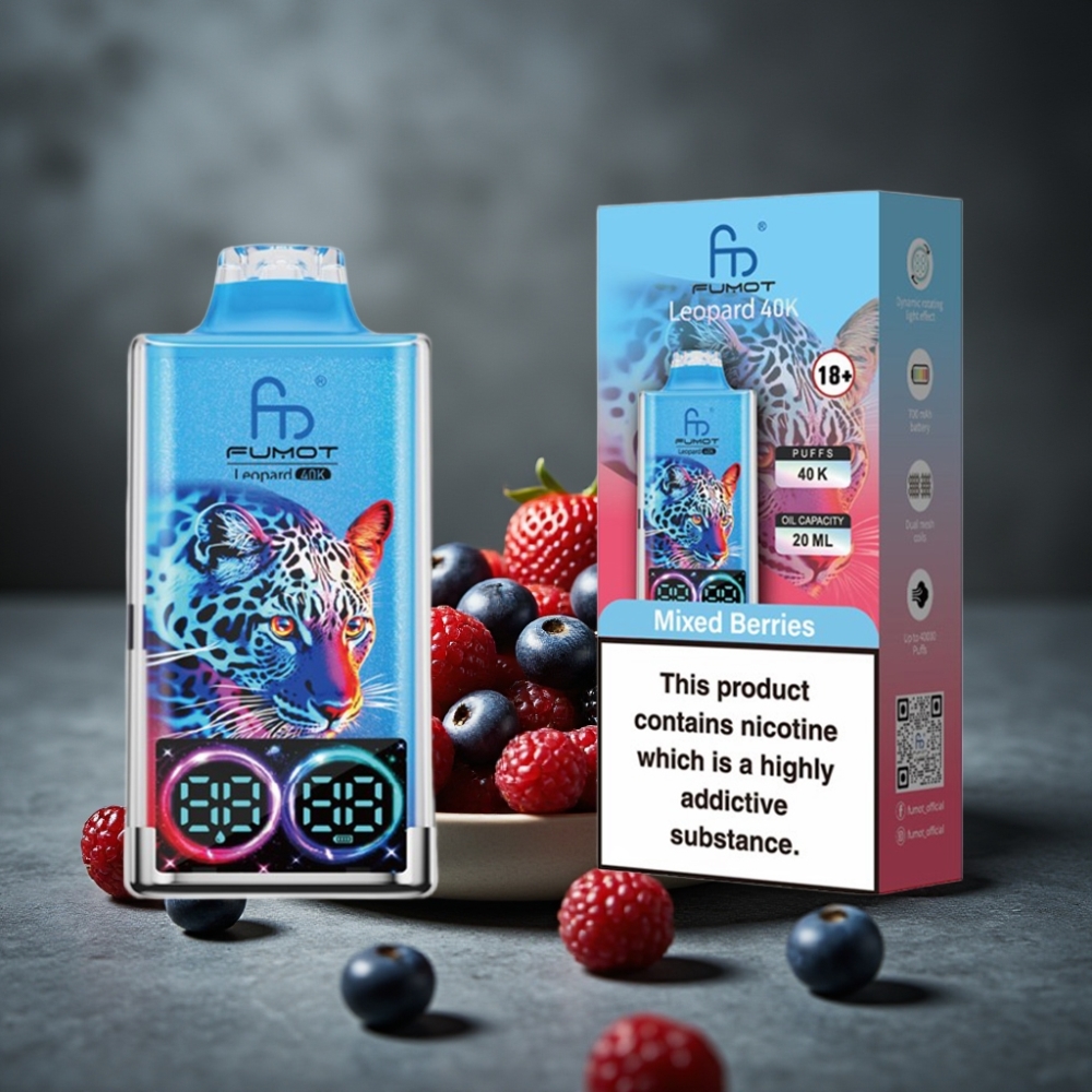 Fumot Leopard 40K Puffs Disposable Vape Mirtilos 5% Nicotine Dual Mesh Tipo-C 700mAh