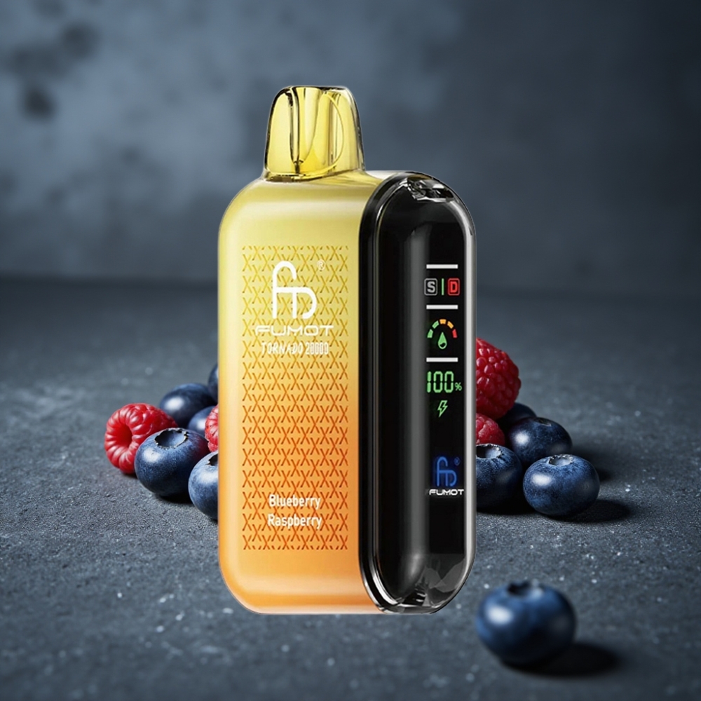 Fumot Tornado 20000 Puffs 20ml Dual Mesh Coil Bateria Recarregável Mirtilo Framboesa Fumot Tornado 20000 Puffs 20ml Dual Mesh Coil Bateria Recarregável Mirtilo Framboesa
