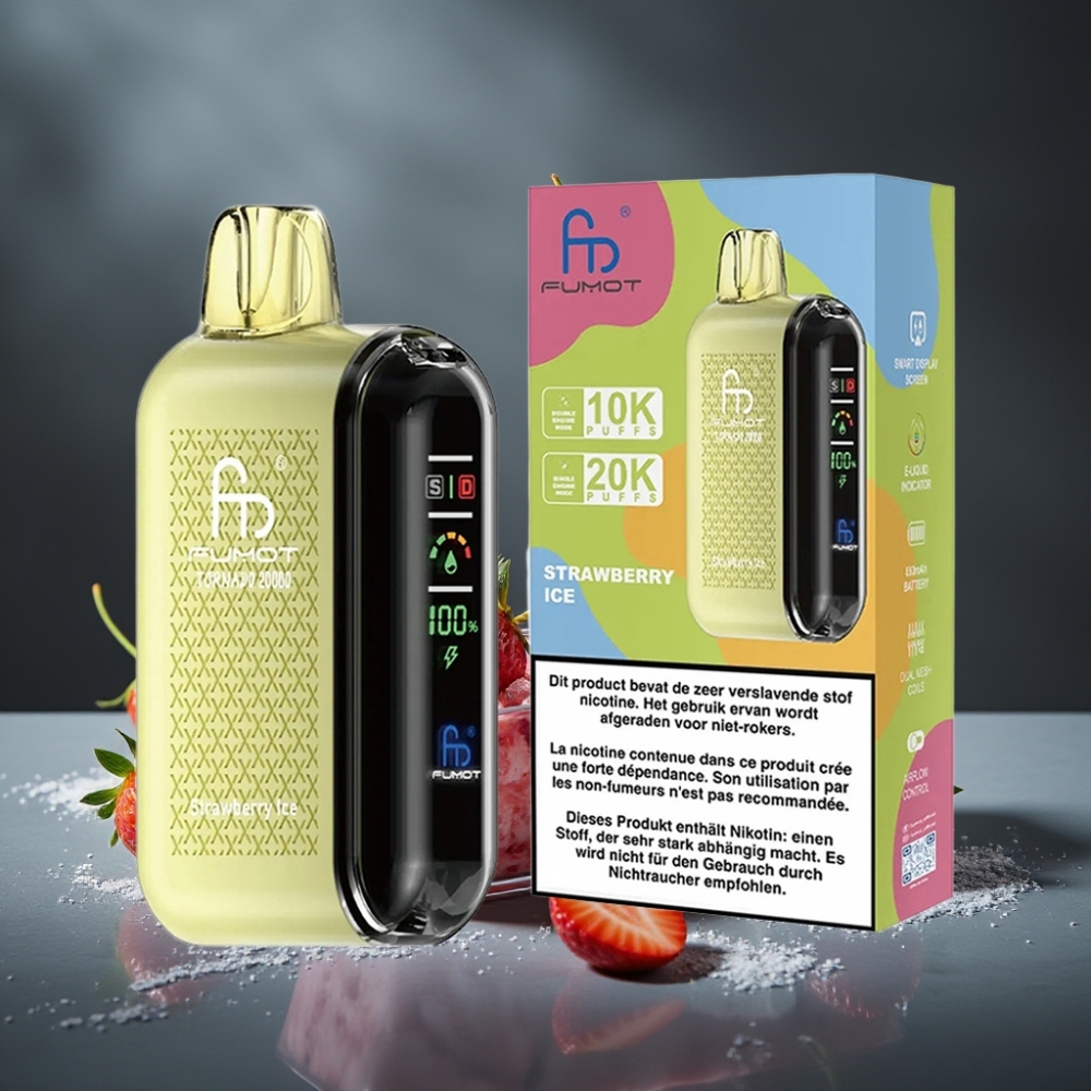 Fumot Tornado 20000 Puffs Dual Mesh 20ml 850mAh Smart Display Morango Gelo