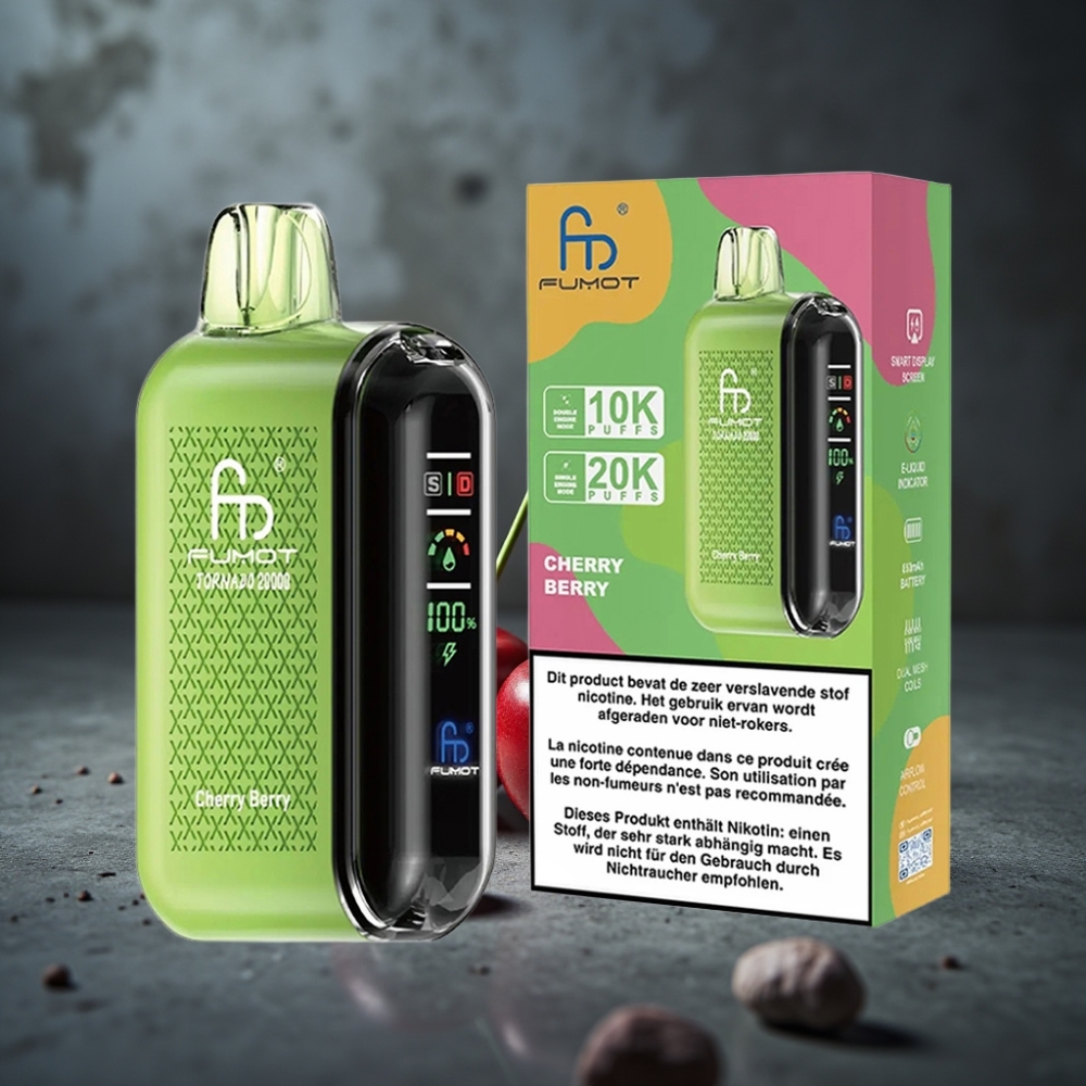 Fumot Tornado 20000 Puffs Dual Mesh 20ml Cereja & Frutas Vermelhas