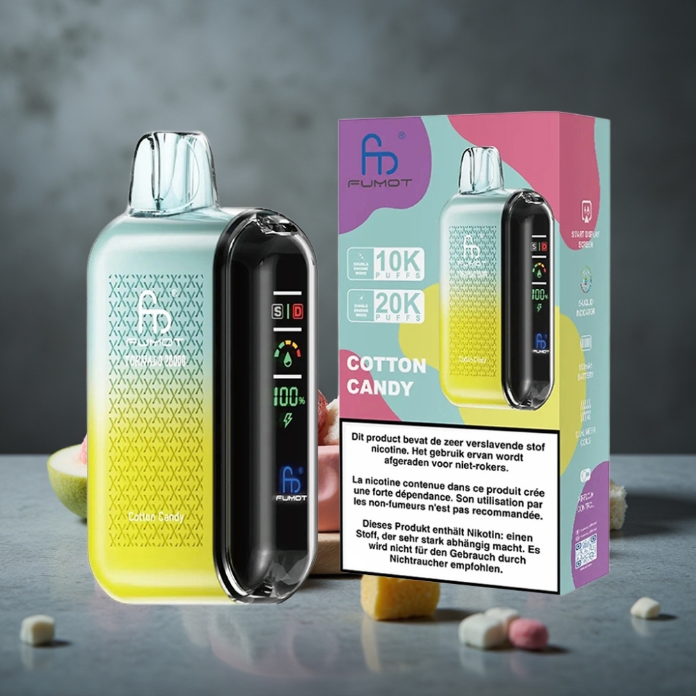 Fumot Tornado 20000 Puffs Dual Mesh Coil 20ml Algodão Doce Recarregável