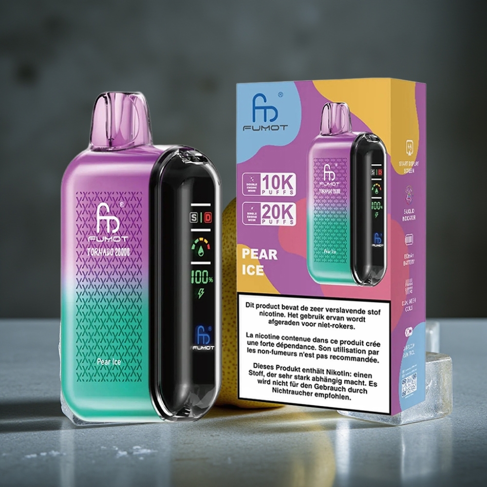 Fumot Tornado 20000 Puffs Dual Mesh Coil 20ml Bateria Recarregável 850mAh Pera Gelo