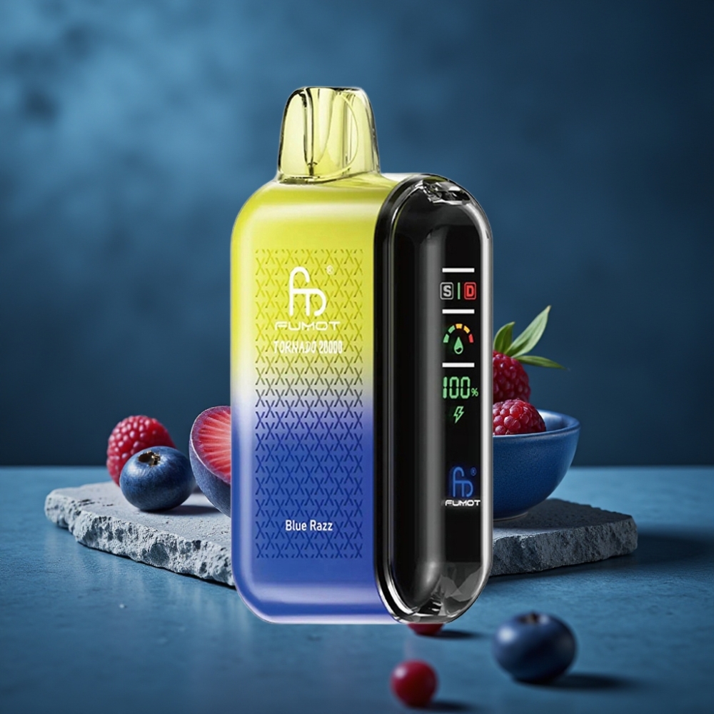 Fumot Tornado 20000 Puffs Dual Mesh Coil 20ml Bateria Recarregável Sabor Blue Razz Fumot Tornado 20000 Puffs Dual Mesh Coil 20ml Bateria Recarregável Sabor Blue Razz