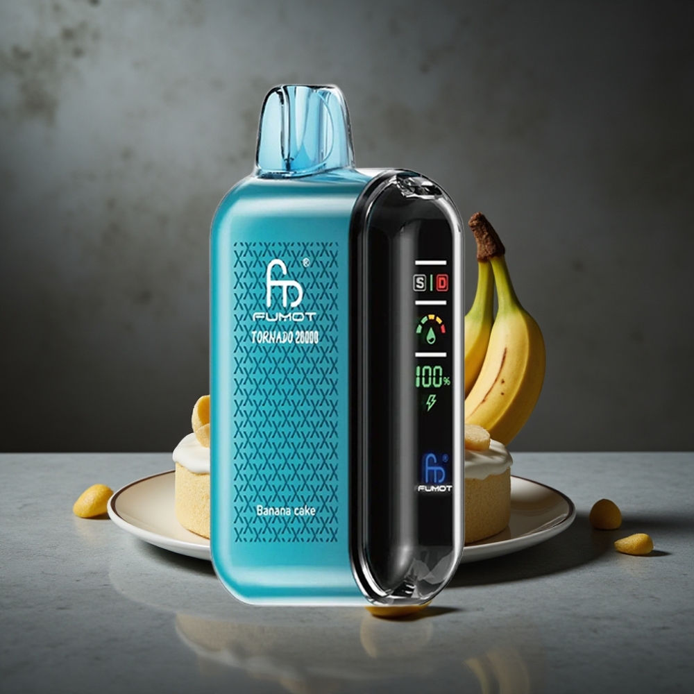 Fumot Tornado 20000 Puffs Dual Mesh Coil 20ml Bolo de Banana 850mAh Smart Display Fumot Tornado 20000 Puffs Dual Mesh Coil 20ml Bolo de Banana 850mAh Smart Display