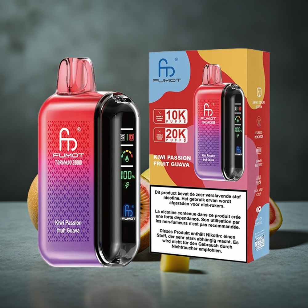 Fumot Tornado 20000 Puffs Dual Mesh Coil 20ml Kiwi Maracujá Goiaba