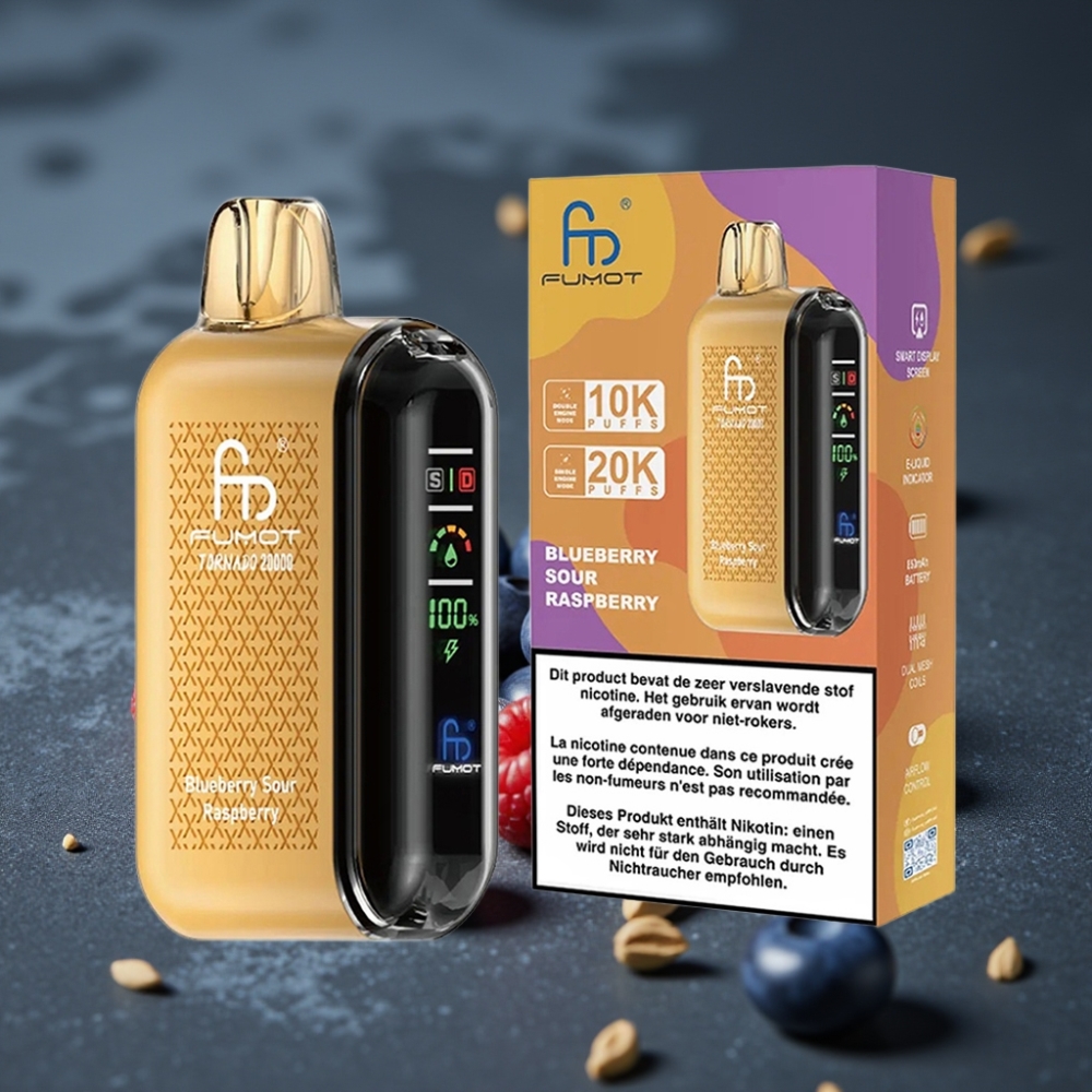 Fumot Tornado 20000 Puffs Dual Mesh Coil 20ml Mirtilo Framboesa Azeda