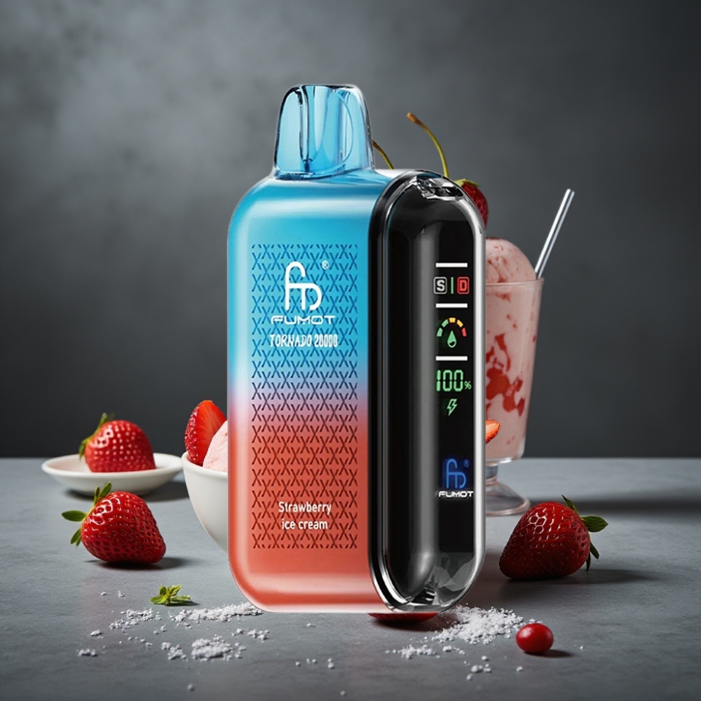 Fumot Tornado 20000 Puffs Dual Mesh Coil 20ml Morango Sorvete Fumot Tornado 20000 Puffs Dual Mesh Coil 20ml Morango Sorvete