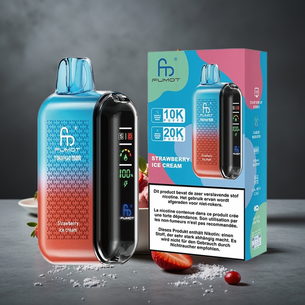 Fumot Tornado 20000 Puffs Dual Mesh Coil 20ml Morango Sorvete