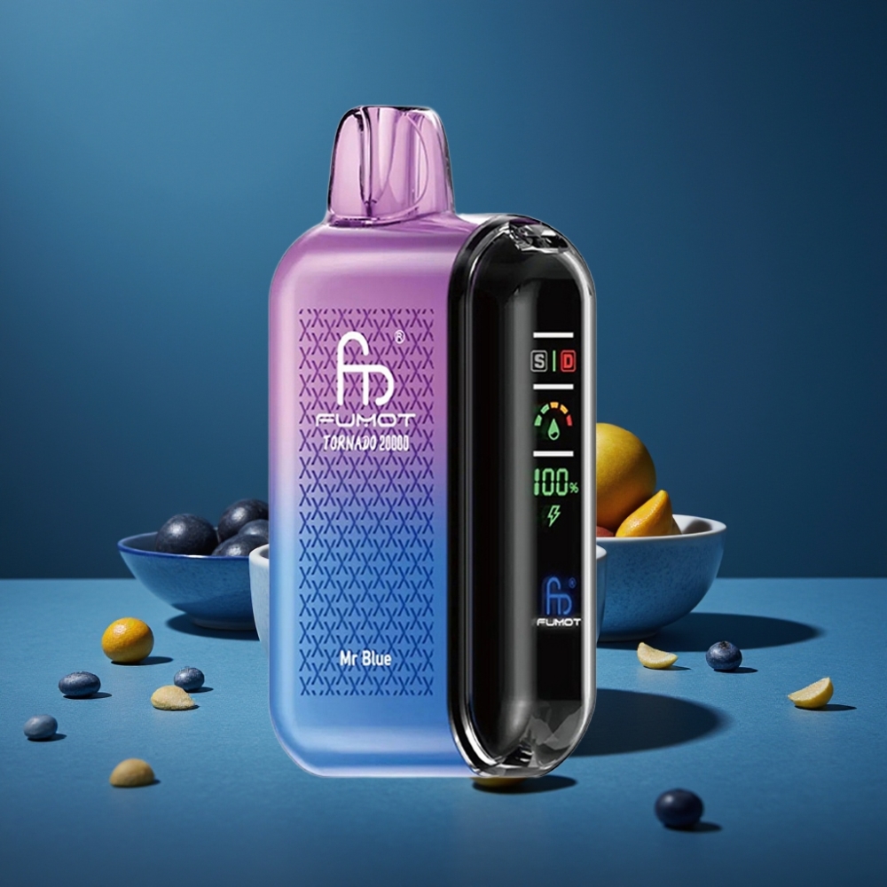 Fumot Tornado 20000 Puffs Recarregável com Bateria 850mAh e Sabor Mr Blue