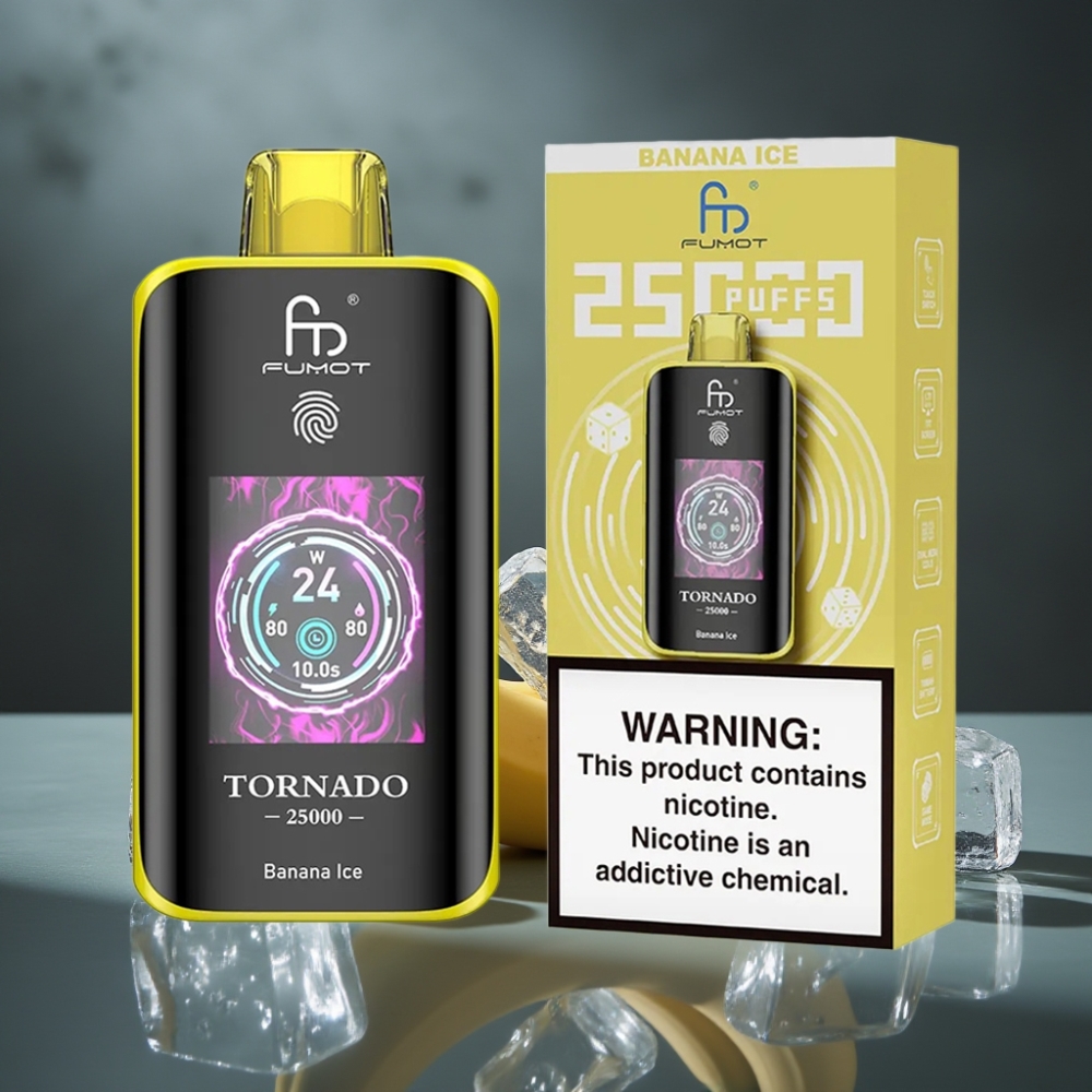 Fumot Tornado 25000 Puffs Banana Ice HD Screen 700mAh Recarregável Tipo-C