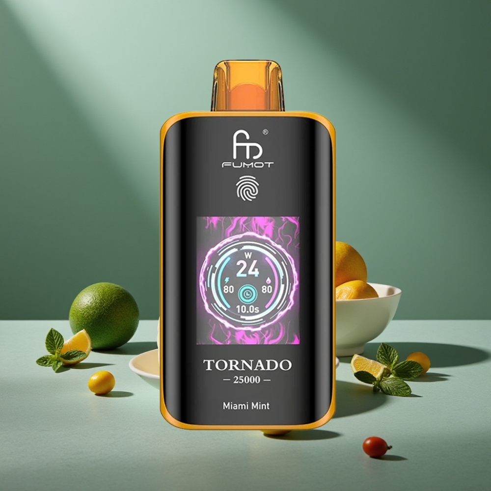 Fumot Tornado 25000 Puffs HD Screen 20ml Miami Mint Recarregável USB-C Fumot Tornado 25000 Puffs HD Screen 20ml Miami Mint Recarregável USB-C
