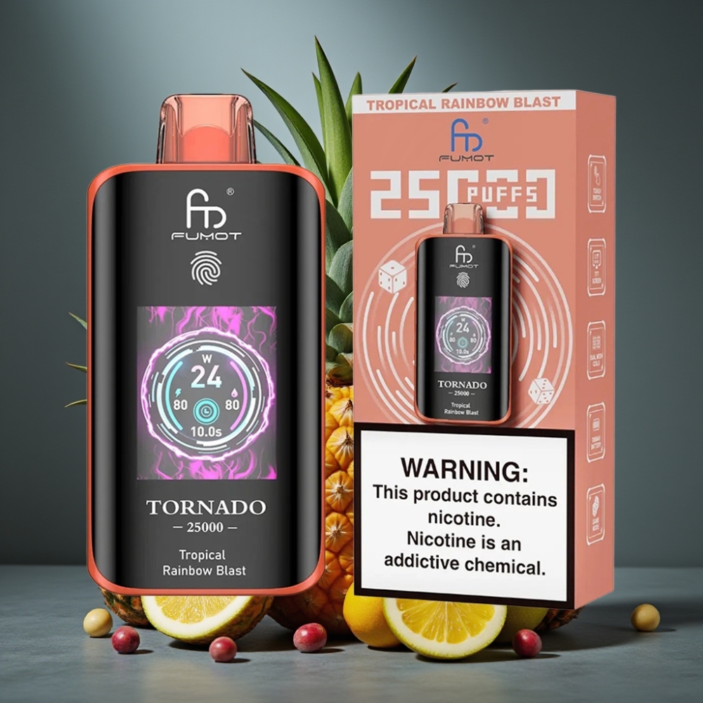 Fumot Tornado 25000 Puffs HD Screen 700mAh Recarregável Rainbow Tropical