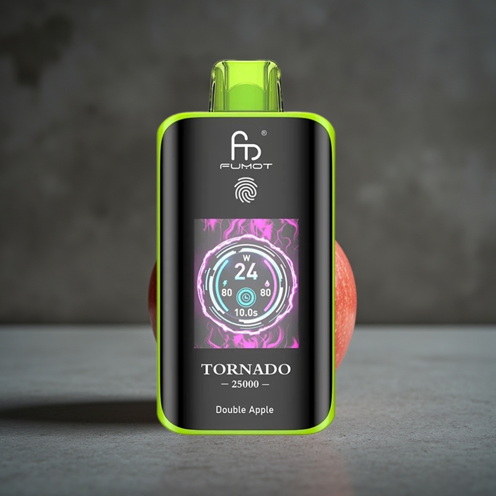 Fumot Tornado 25000 Puffs Recarregável 700mAh Maçã Dupla Tela HD Tipo-C Fumot Tornado 25000 Puffs Recarregável 700mAh Maçã Dupla Tela HD Tipo-C