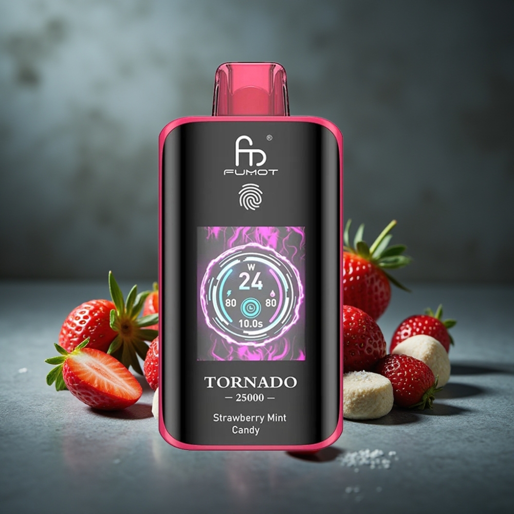 Fumot Tornado 25000 Puffs Recarregável Tela HD Sabor Morango Menta Doce Fumot Tornado 25000 Puffs Recarregável Tela HD Sabor Morango Menta Doce