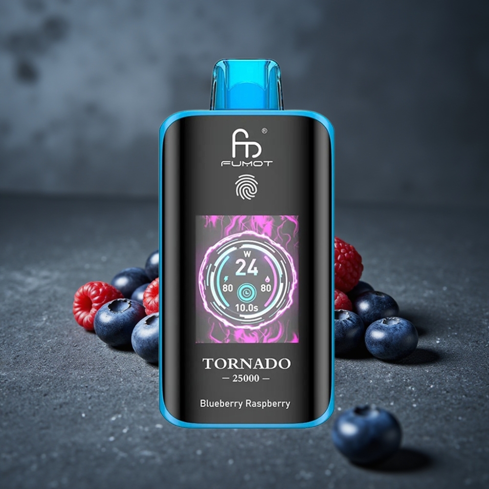 Fumot Tornado 25000 Puffs Tela HD Bateria 700mAh Recarregável Sabor Mirtilo Framboesa Fumot Tornado 25000 Puffs Tela HD Bateria 700mAh Recarregável Sabor Mirtilo Framboesa