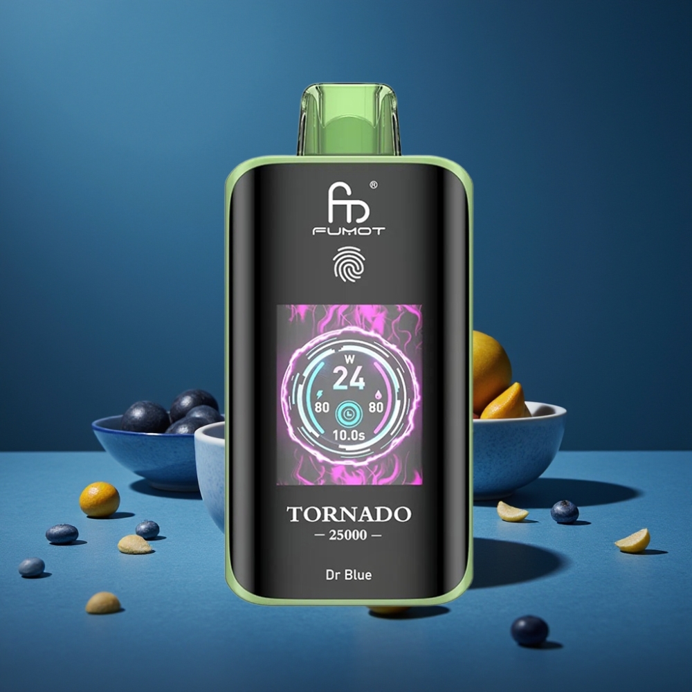 Fumot Tornado 25000 Puffs Tela HD Bateria Recarregável 700mAh Sabor Dr Blue
