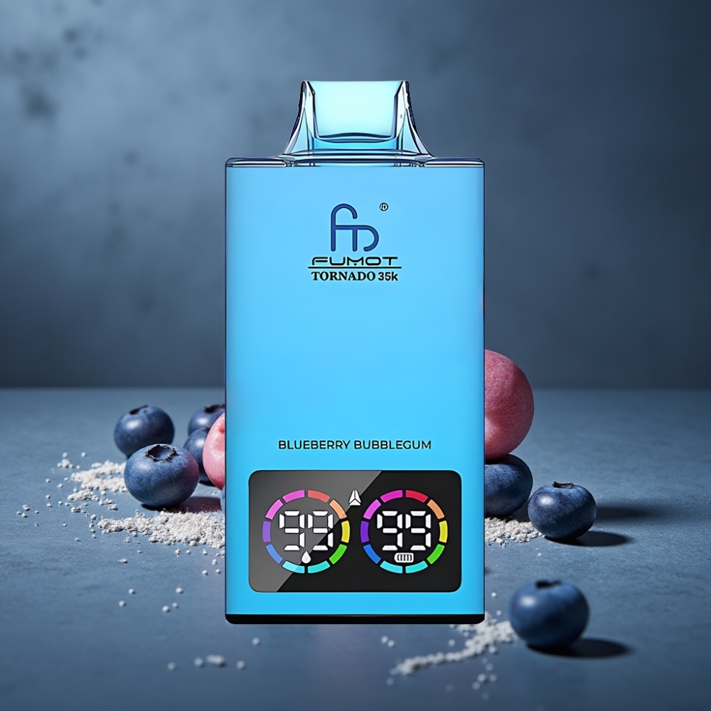 Fumot Tornado 35K Disposable Vape 35000 Puffs Dual Mesh Coil USB-C Sabor Chiclete de Mirtilo Fumot Tornado 35K Disposable Vape 35000 Puffs Dual Mesh Coil USB-C Sabor Chiclete de Mirtilo