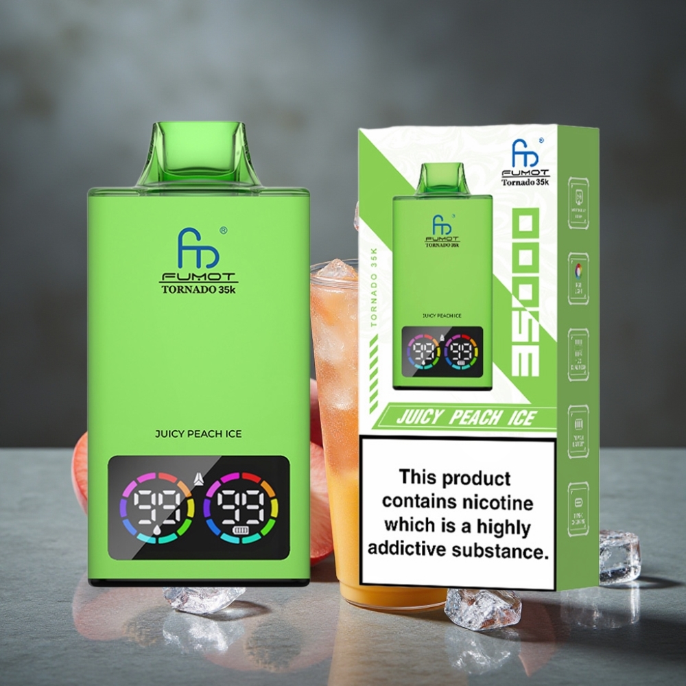 Fumot Tornado 35K Disposable Vape Pêsugo Gelado Suculento 15ml RGB Dual Mesh 700mAh USB-C