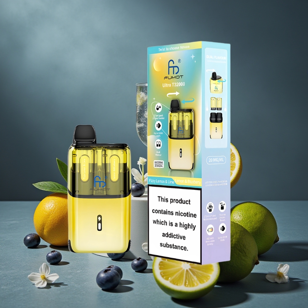 Fumot Ultra T32000 32000 Puffs 800mAh Tipo-C Sabor Limão & Lima Fizzy - Limão & Mirtilo