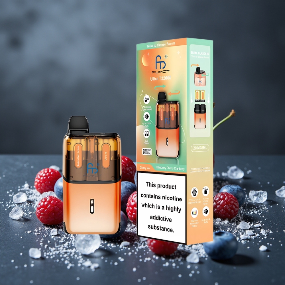 Fumot Ultra T32000 Dispositivo Descartável 32000 Puff 24ml Mirtilo Cereja Cranberry - Gelo Cereja 800mAh Tipo-C