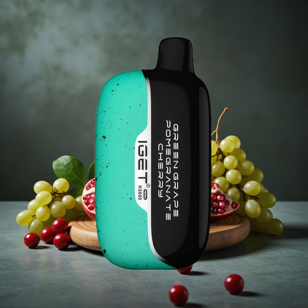 IGET Moon K5000 Puffs Disposable Vape Uva Verde Romã Cereja – 81.5g, PC, 1.35 Ohm Mesh Coil IGET Moon K5000 Puffs Disposable Vape Uva Verde Romã Cereja – 81.5g, PC, 1.35 Ohm Mesh Coil