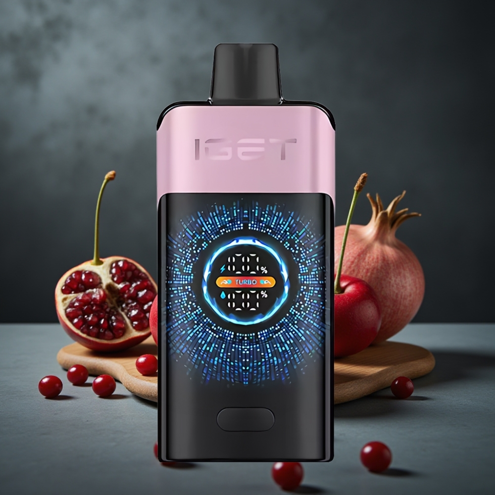 IGET ONE 12000 Puffs Descartável com Tela Colorida Curva - Cereja Romã IGET ONE 12000 Puffs Descartável com Tela Colorida Curva - Cereja Romã