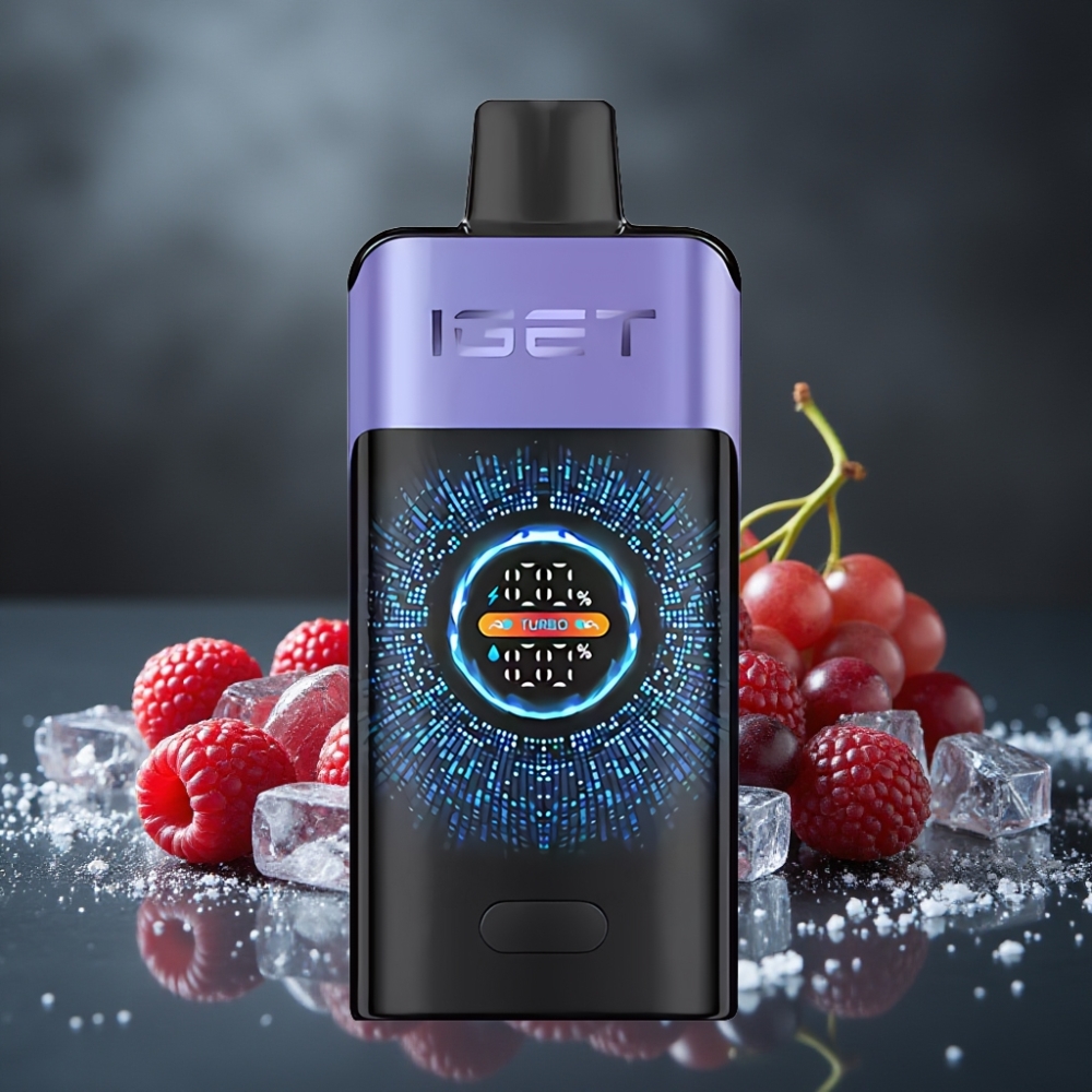 IGET ONE 12000 Puffs Disposable Vape Framboesa Uva Gelo, 2700mAh, Tela Colorida Curva IGET ONE 12000 Puffs Disposable Vape Framboesa Uva Gelo, 2700mAh, Tela Colorida Curva