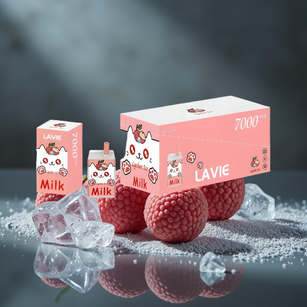 LAVIE Milk 7000 Puffs Disposable Vape Lichia Gelo 16ML 5% Tipo C Recarregável