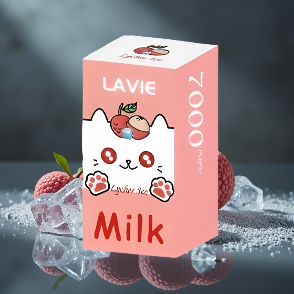 LAVIE Milk 7000 Puffs Disposable Vape Lichia Gelo 16ML 5% Tipo C Recarregável