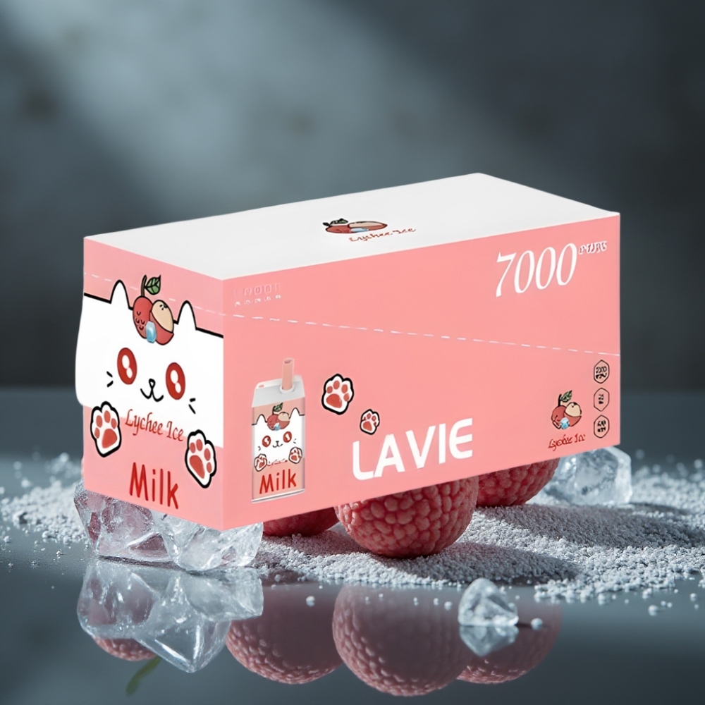 LAVIE Milk 7000 Puffs Disposable Vape Lichia Gelo 16ML 5% Tipo C Recarregável
