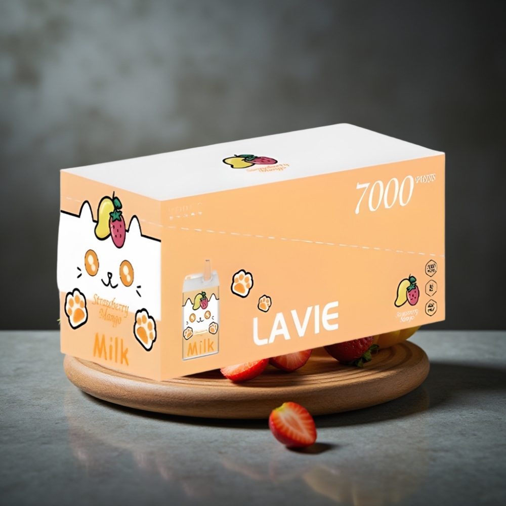 LAVIE Milk 7000 Puffs Morango Manga 16ML 600mAh Recarregável Tipo C