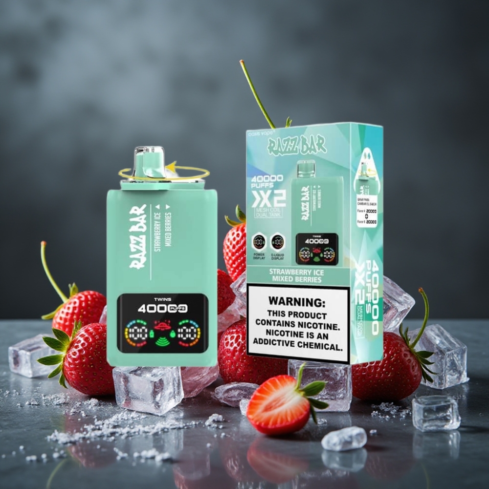 Razz Bar 40000 Puffs Disposable Vape Power Screen Display 1.0Ω×2 Mesh Coil Morango Gelo & Frutas Vermelhas Razz Bar 40000 Puffs Disposable Vape Power Screen Display 1.0Ω×2 Mesh Coil Morango Gelo & Frutas Vermelhas