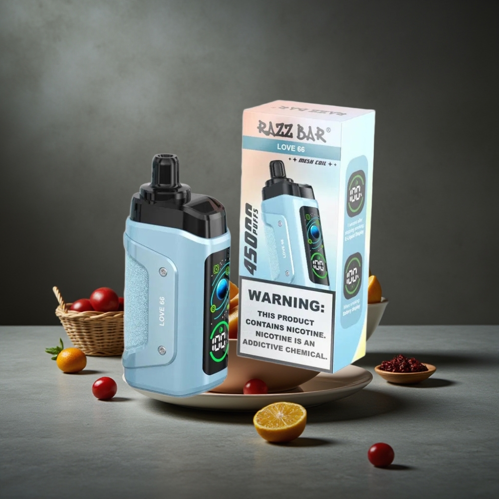 Razz Bar 45000 Puffs Disposable Vape Amor 66 com Bobina Mesh 1.0 Ohm e Bateria 650 mAh