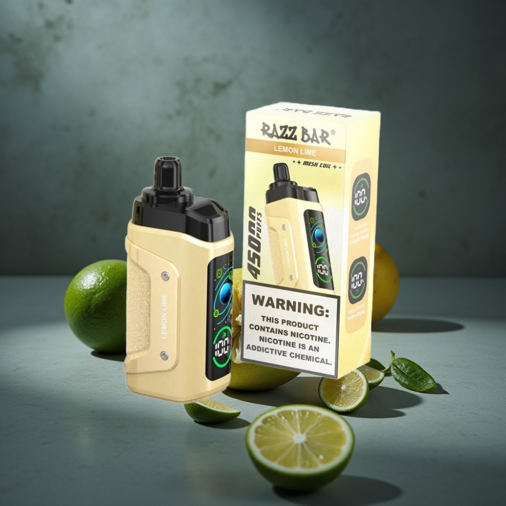 Razz Bar 45000 Puffs Disposable Vape Limão Lima com Bobina Mesh 1.0 Ohm e Bateria 650 Mah