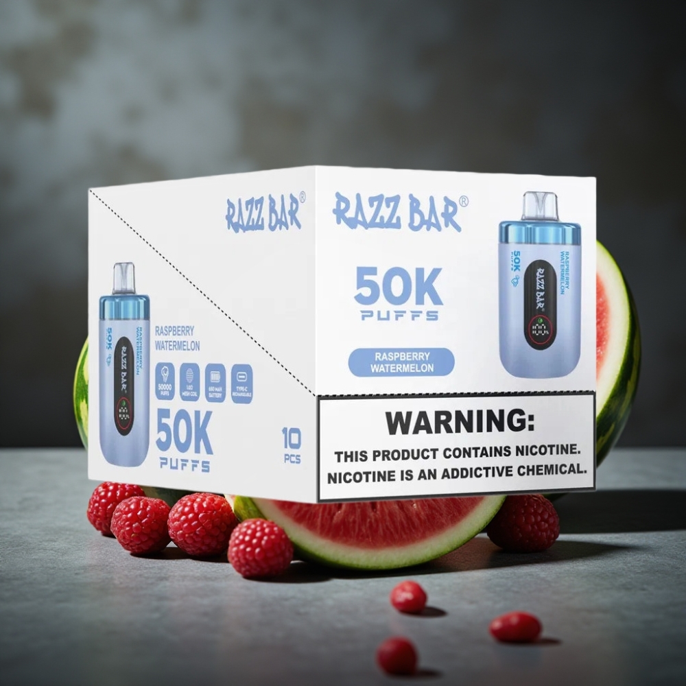 Razz Bar 50K Puffs Disposable Vape 650mAh Tipo-C Framboesa Melancia