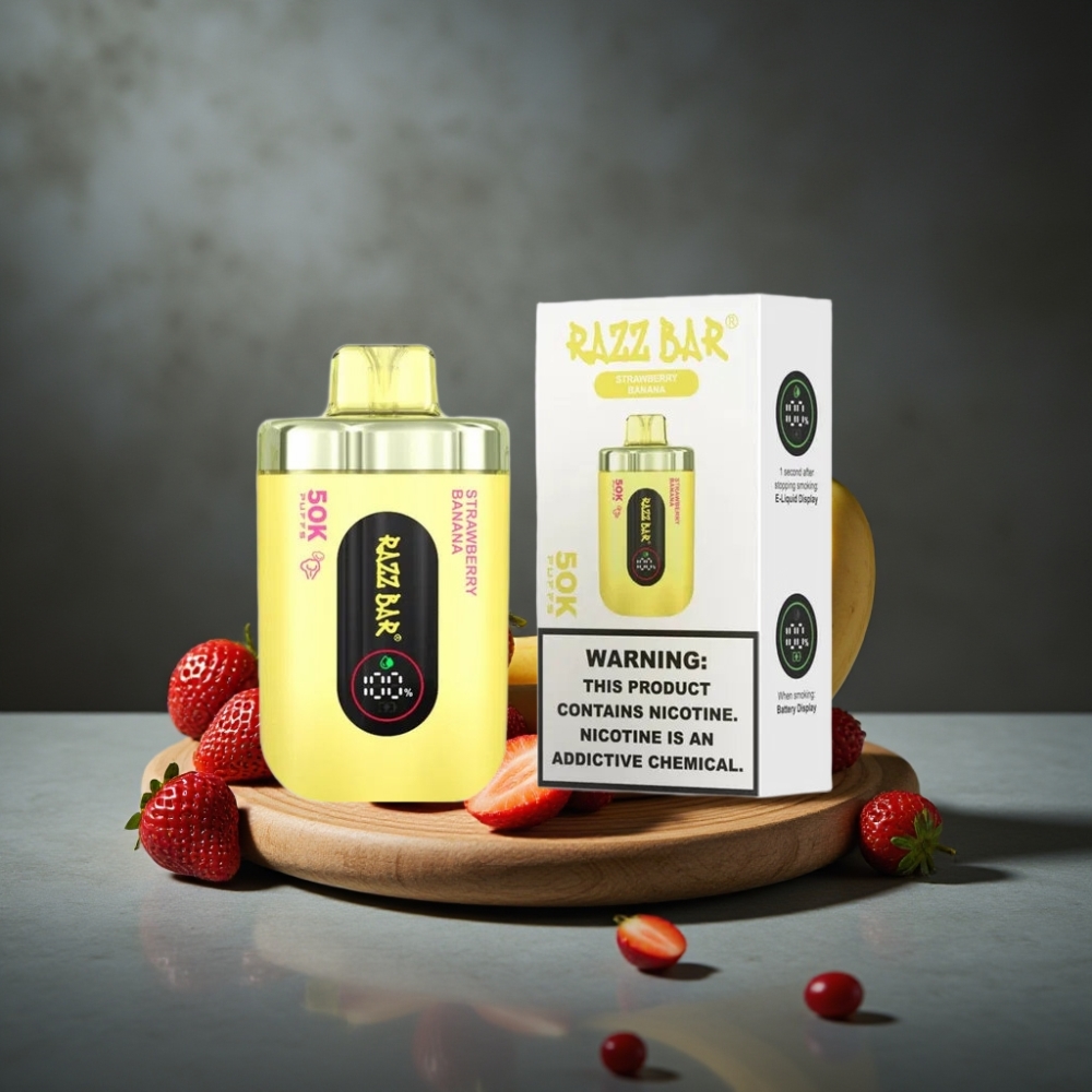 Razz Bar 50K Puffs Disposable Vape Morango Banana 1.0 Ohm Mesh 650mAh Type-C 2% Nic Razz Bar 50K Puffs Disposable Vape Morango Banana 1.0 Ohm Mesh 650mAh Type-C 2% Nic