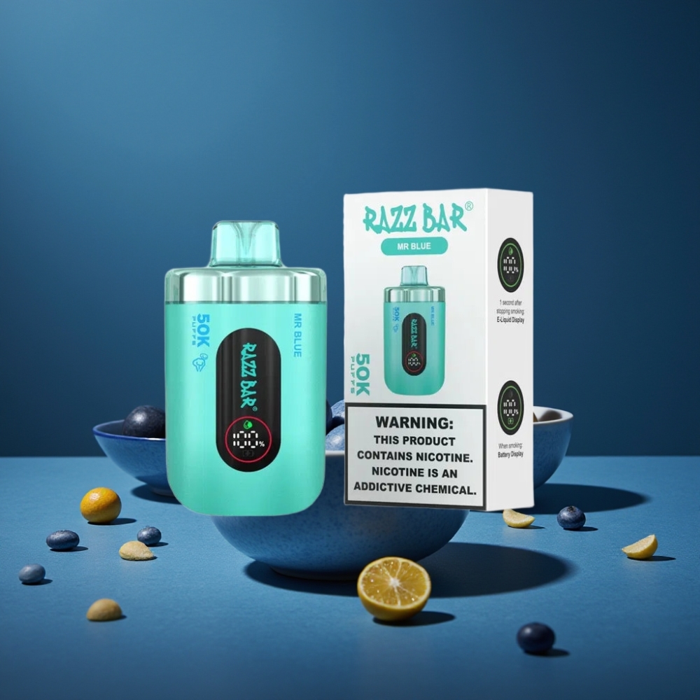 Razz Bar 50K Puffs Recarregável Tipo-C Bateria 650 Mah Sabor Mr Blue Razz Bar 50K Puffs Recarregável Tipo-C Bateria 650 Mah Sabor Mr Blue