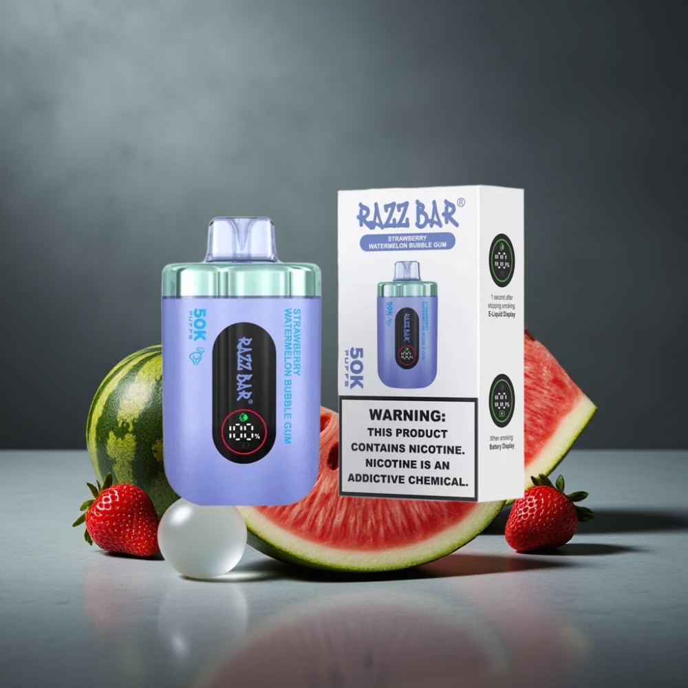Razz Bar 50K Puffs Recarregável USB-C 650mAh Sabor Morango Melancia Chiclete Razz Bar 50K Puffs Recarregável USB-C 650mAh Sabor Morango Melancia Chiclete