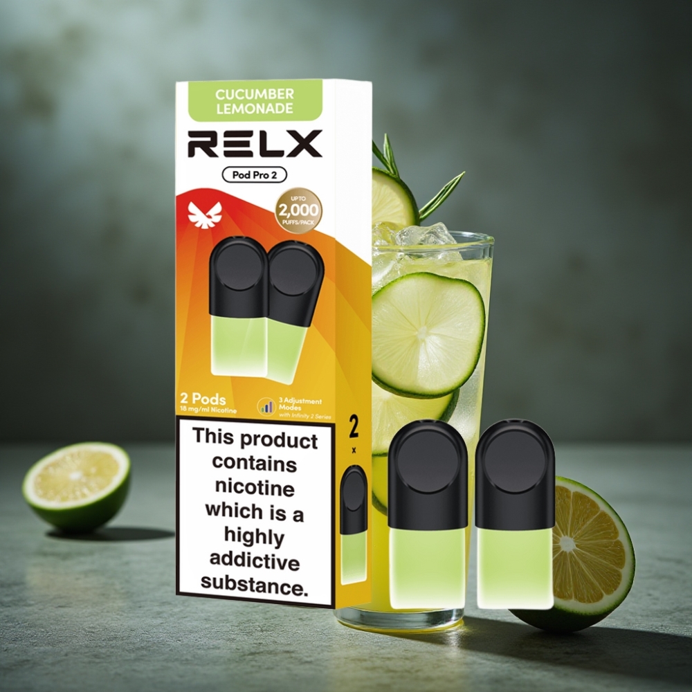 RELX Pod Pro 2 600 Puffs 1.8% Nicotina 1.9ml Sabor Limonada de Pepino Modos de Voltagem RELX Pod Pro 2 600 Puffs 1.8% Nicotina 1.9ml Sabor Limonada de Pepino Modos de Voltagem