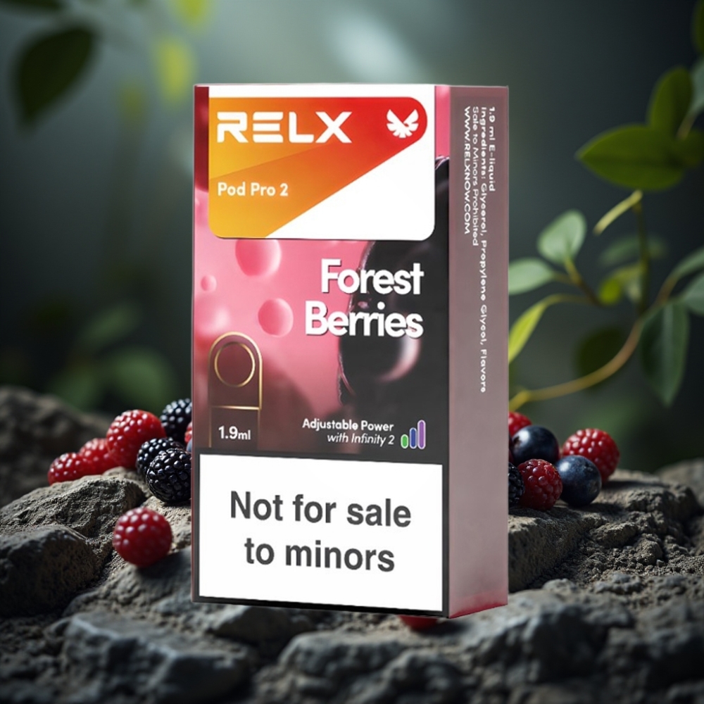 RELX Pod Pro 2 600 Puffs 1.9ml 0% Nicotina Frutas da Floresta RELX Pod Pro 2 600 Puffs 1.9ml 0% Nicotina Frutas da Floresta