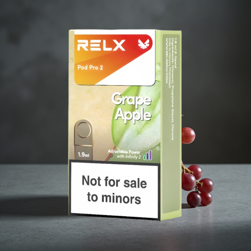 RELX Pod Pro 2 600 puffs 0% nic 1.9ml Uva Maçã Eco/Smooth/Boost 2/3 pods RELX Pod Pro 2 600 puffs 0% nic 1.9ml Uva Maçã Eco/Smooth/Boost 2/3 pods